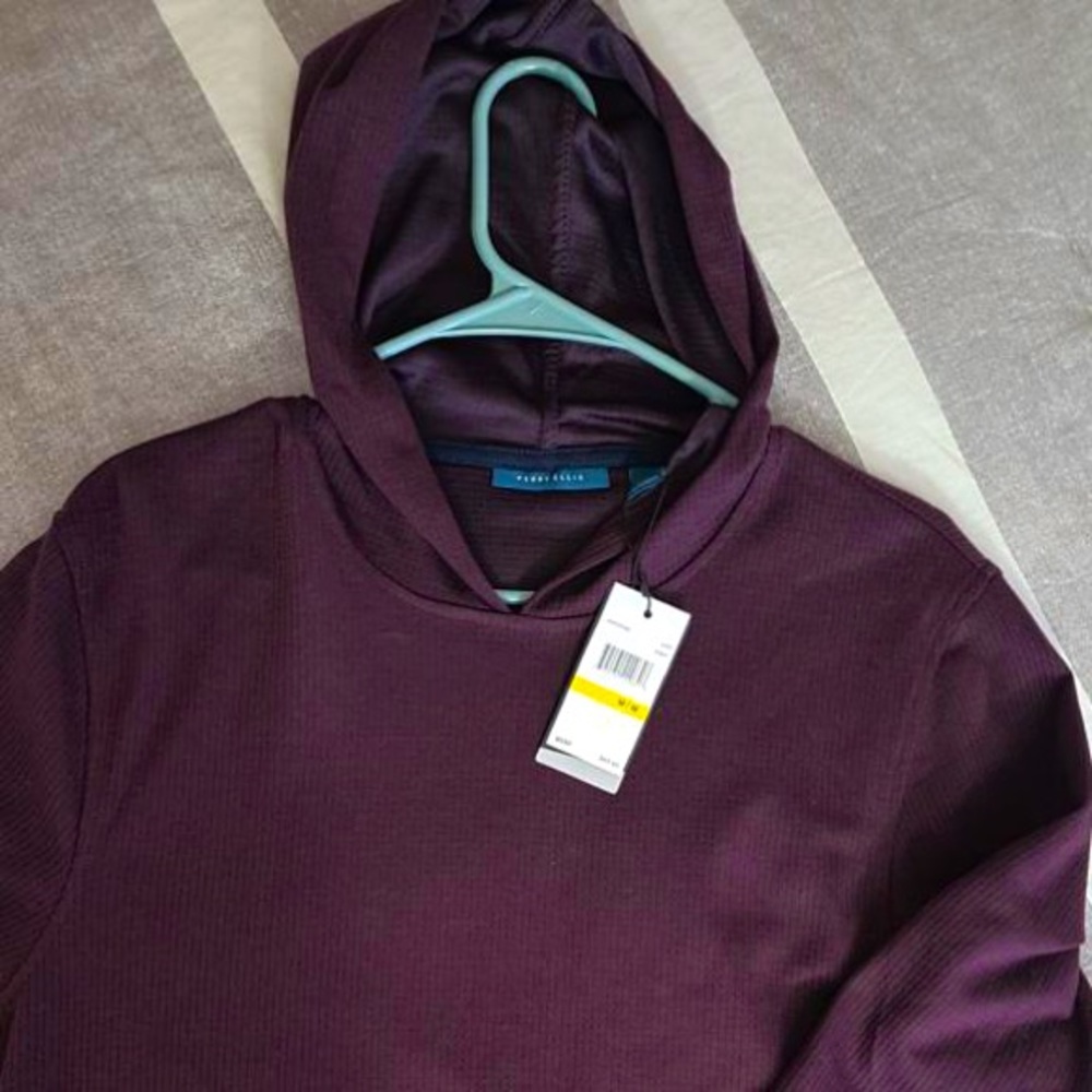 NWT PERRY ELLIS LIGHT LONG SLEEVE HOODIE SHIRT SIZE MEDIUM